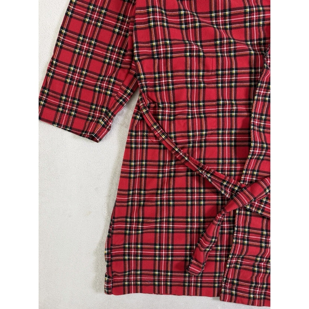 Tommy Hilfiger Bathrobe One Size Red Tartan Plaid Belted Lounge Robe - Picture 7 of 16
